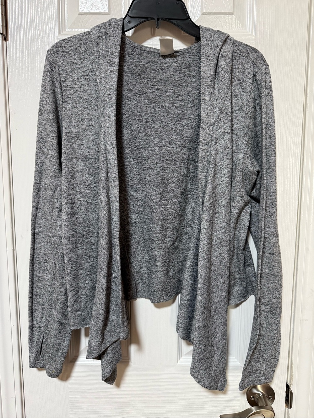 Old Navy Heather Gray Open-Front Hooded Cardigan